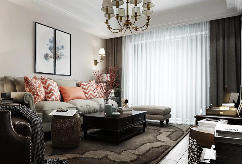 Living room with daybed-style sofa and rattan textures