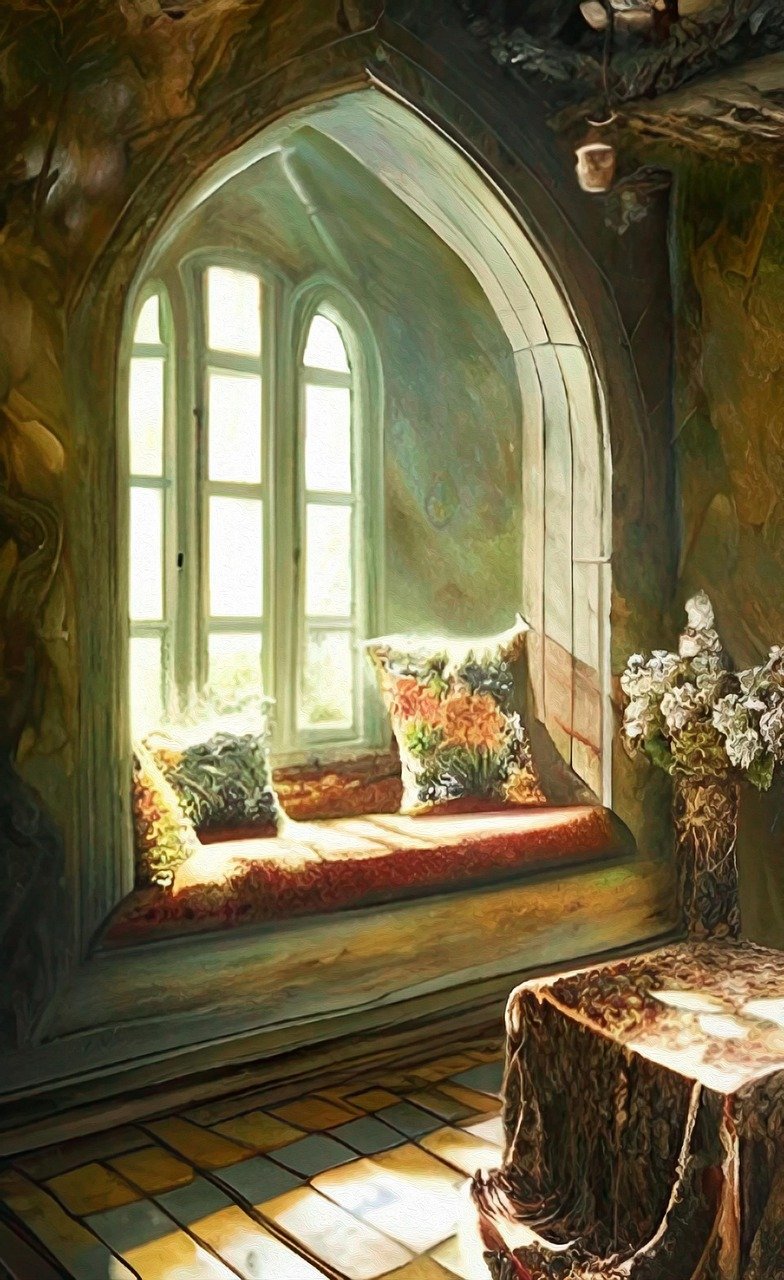 A small, compact sunroom converted into a reading nook with two chairs and a side table