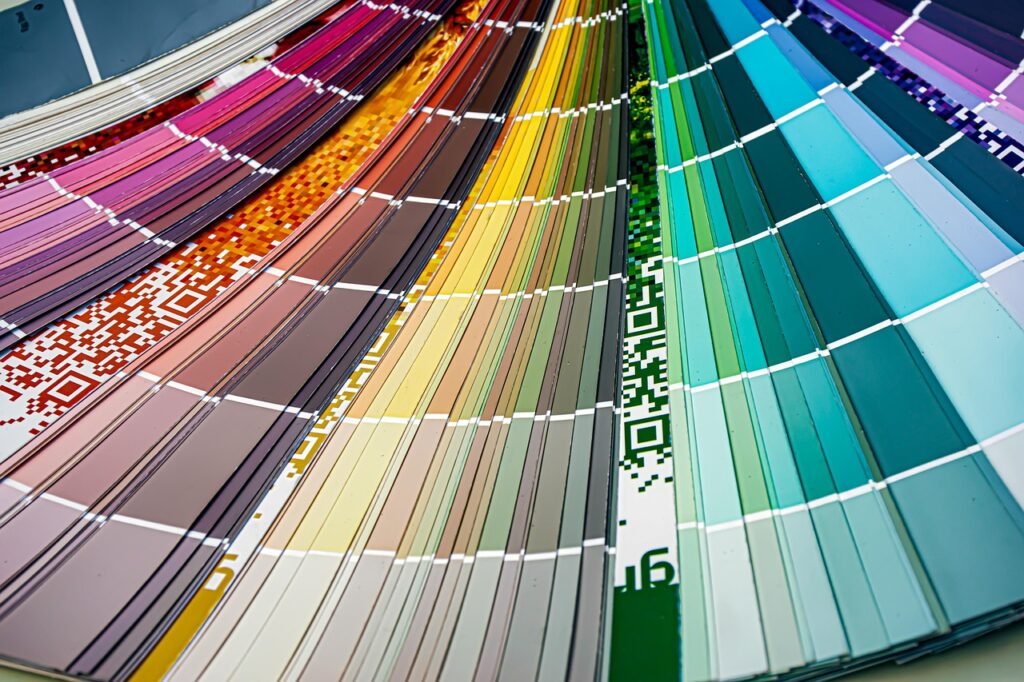 Green and warm paint color swatches