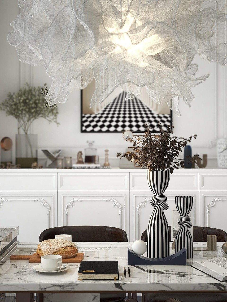 Elegantly decorated dining room interior