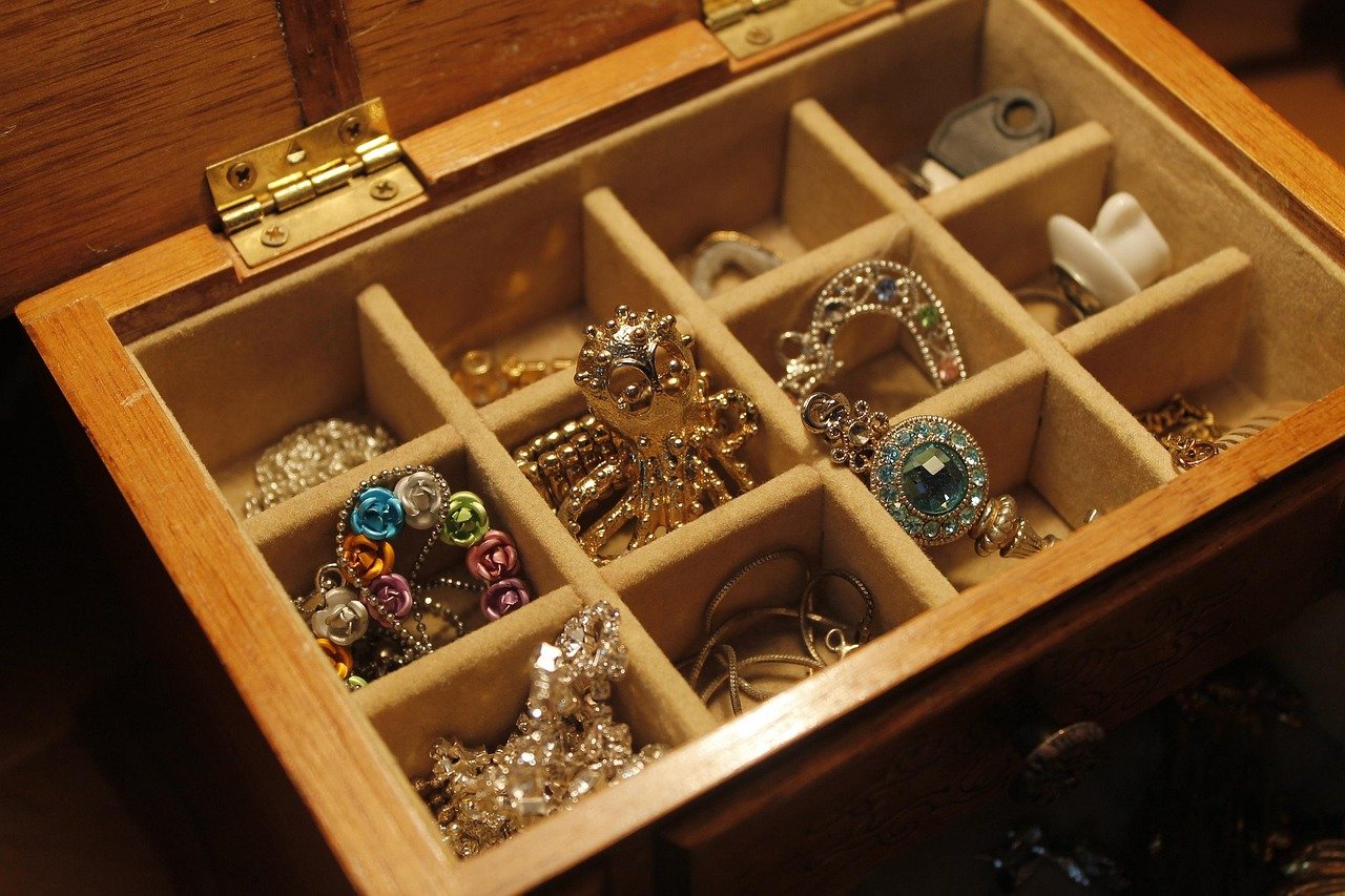 Jewelry and accessories organized in a drawer