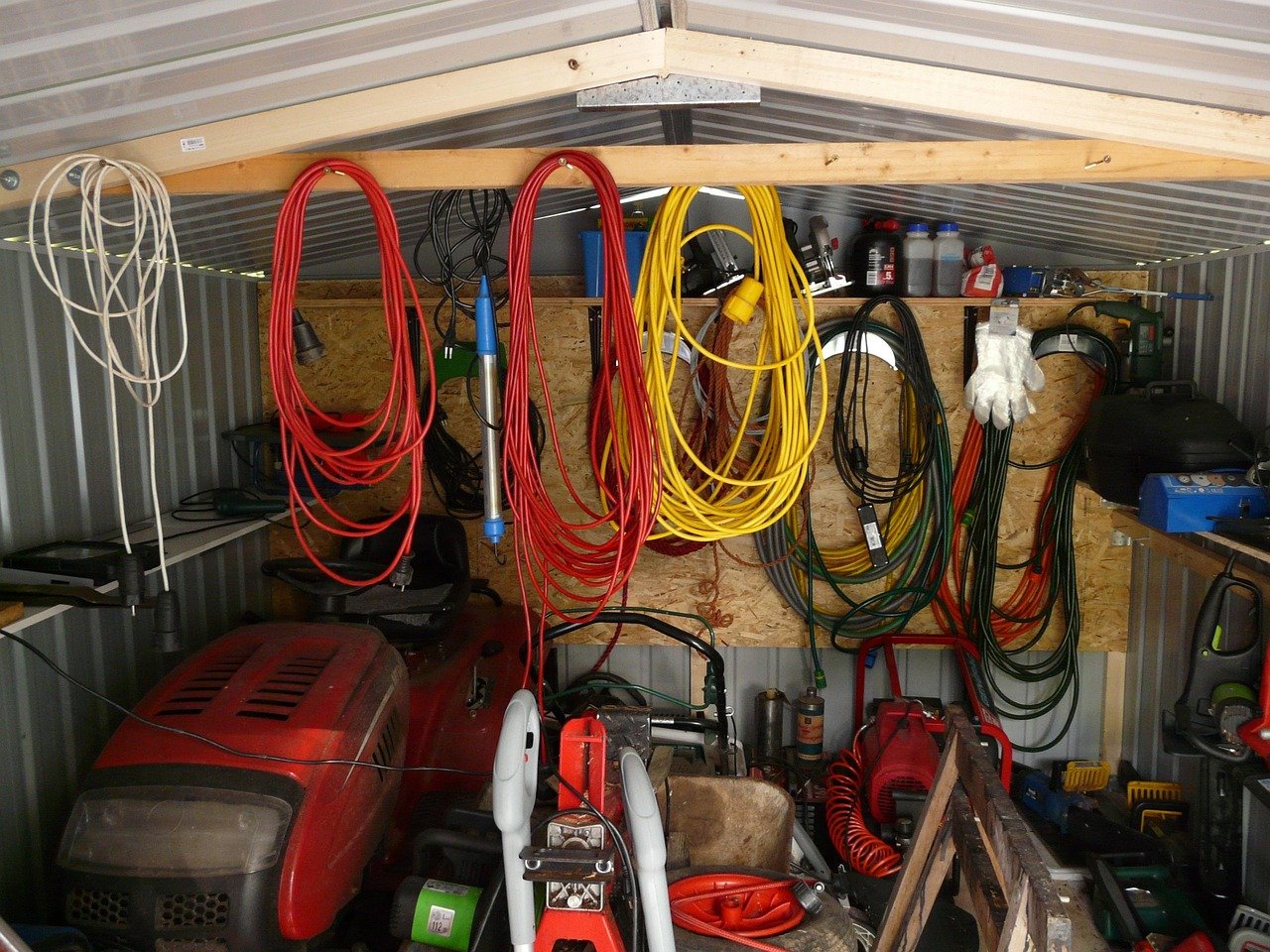 Garage wall with tools