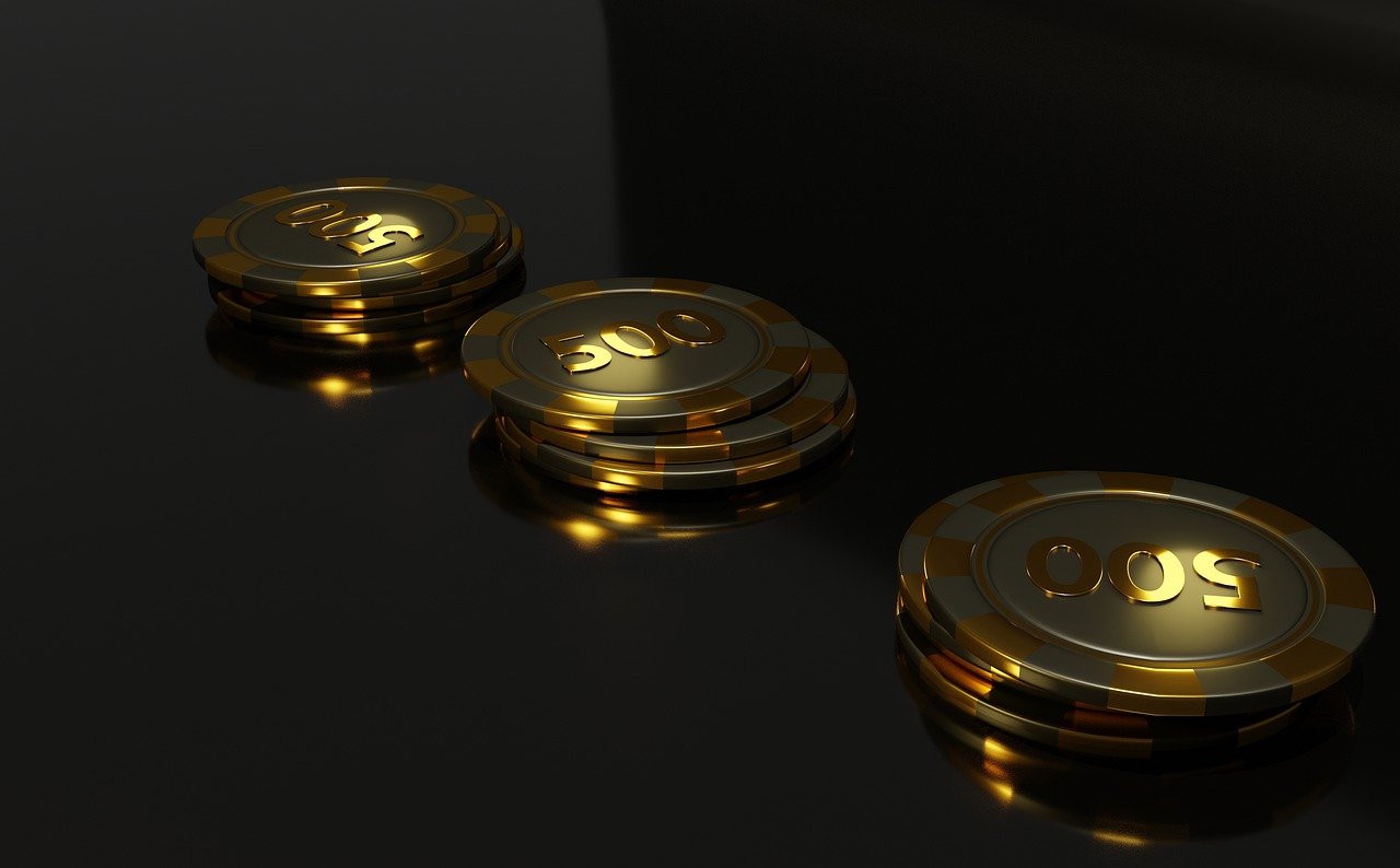 Poker chips in a decorative bowl