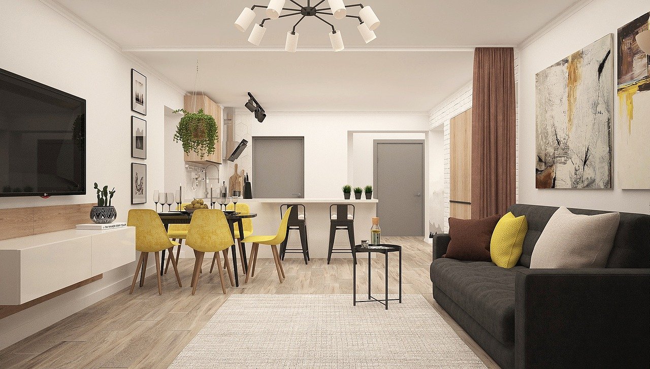 Finished basement living area