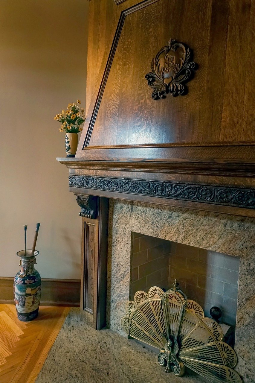 Mantel with collected vintage objects