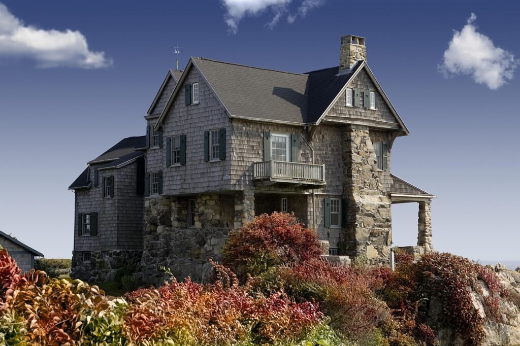 Exterior facade of a single-family American house