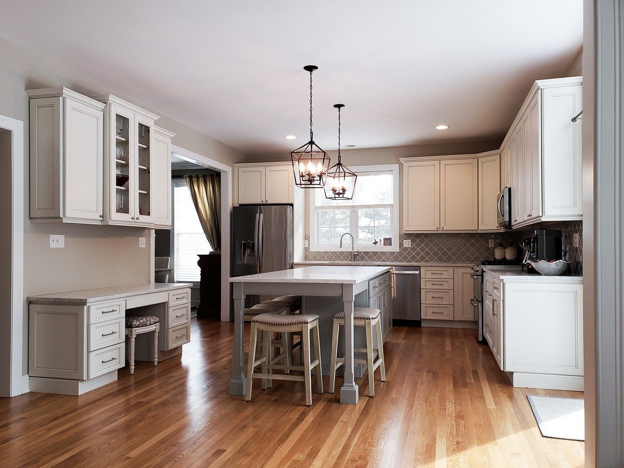Kitchen renovation in progress with new counters
