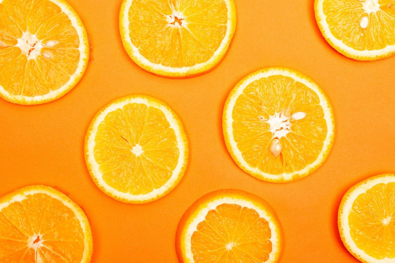 Fresh orange slices ready to bake for dried orange garland
