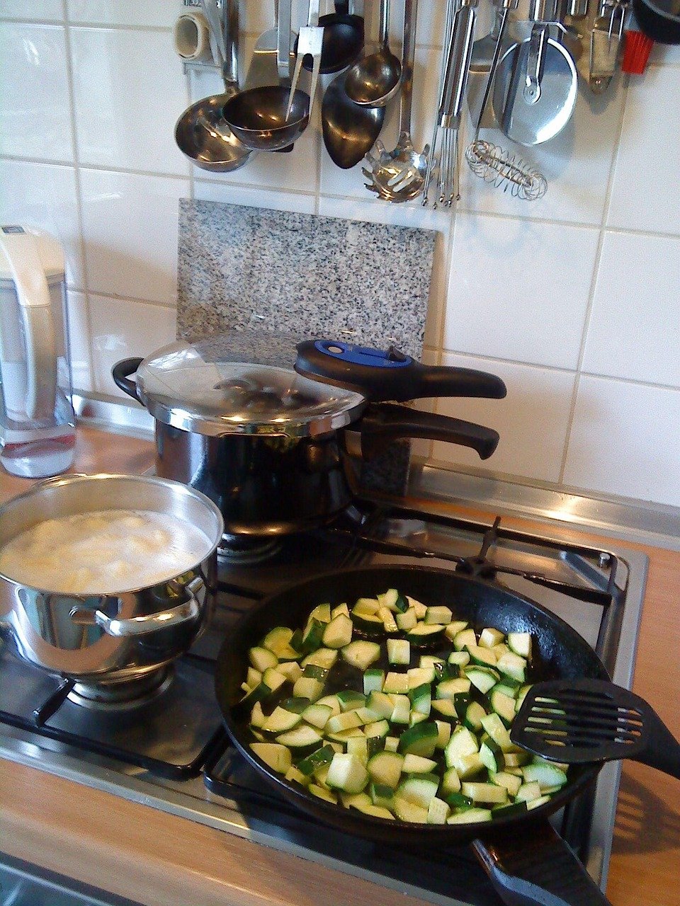 Cooking pot on a kitchen stove