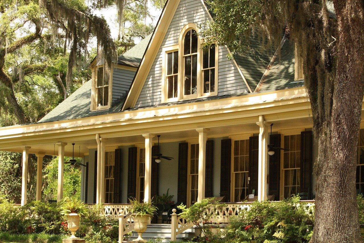 Suburban house with a front porch