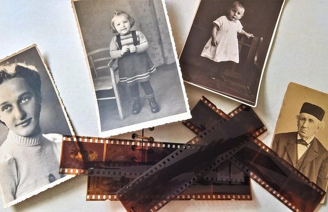 Sorting old photos and letters into piles