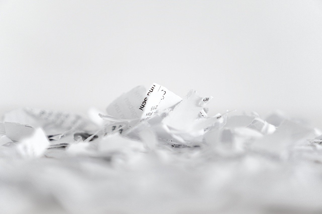 Small paper shredder on a home office desk