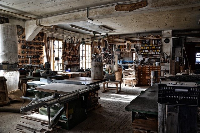 Workshop wall with tools organized and hanging within reach
